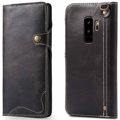 Lommebokdeksel 3-kort ekte lær Samsung Galaxy S9 Plus (SM-G965F)  - b