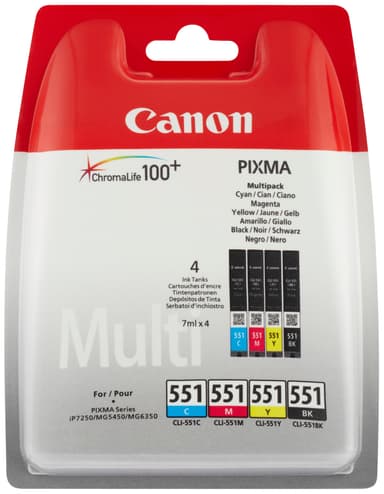 Canon blekkpatroner CLI-551CMYK Cyan Magenta Gul Sort