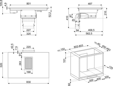 Smeg platetopp med ventilator HOBD682D