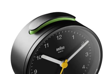 Braun rund stillegående vekkerklokke sort BC12B