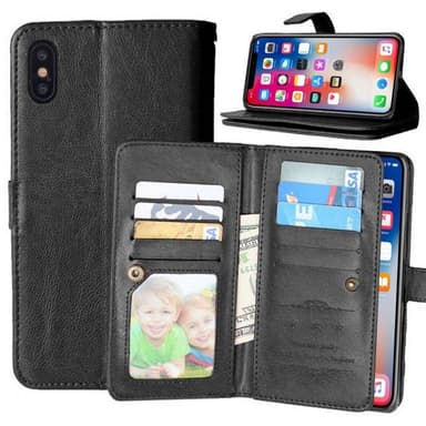 Dobbeltflip Flexi 9-kort Apple iPhone X / Xs  - Svart