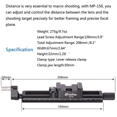 Leofoto MP-150 Macro Focusing Rail