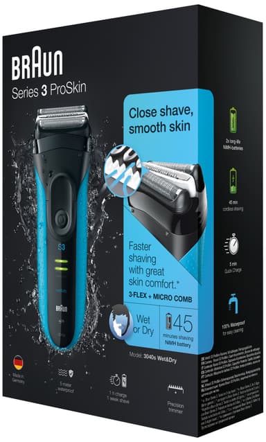 Braun Series 3 barbermaskin 3040s WD (blå)