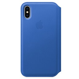 iPhone X Folio deksel i lær (elastisk blå)