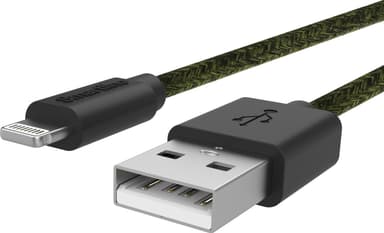 Smartline USB-A til Lightning flettet kabel 2 m (mørk grønn)