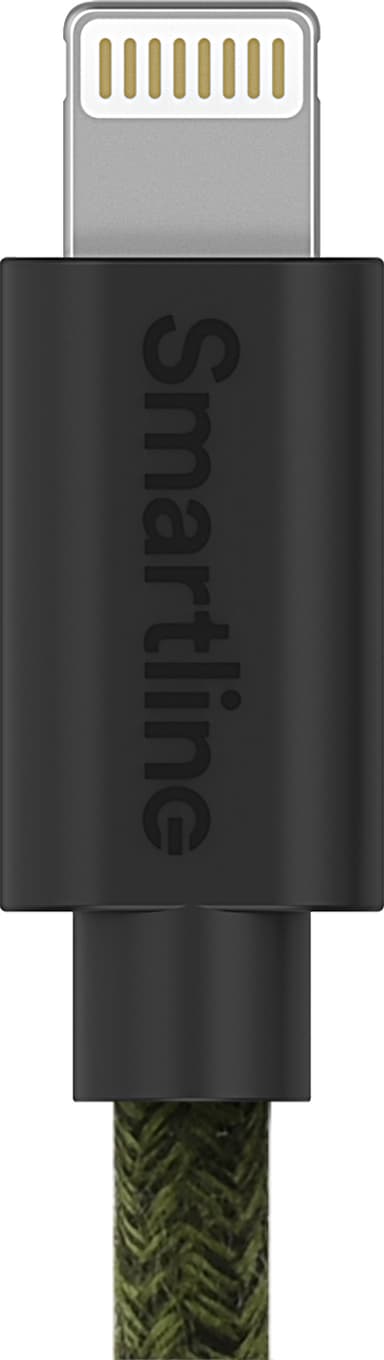 Smartline USB-A til Lightning flettet kabel 2 m (mørk grønn)