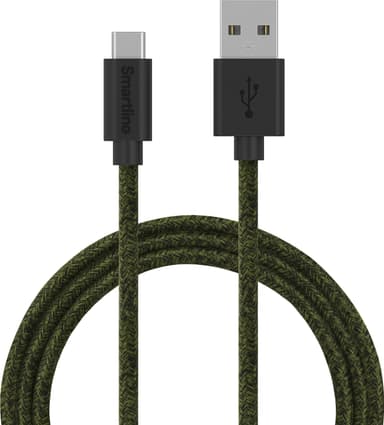Smartline USB-A til USB-C flettet kabel 2 m (rmørk grønn)