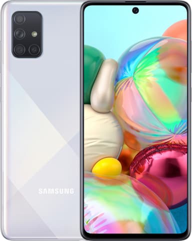 Samsung Galaxy A71 smarttelefon (sølv)