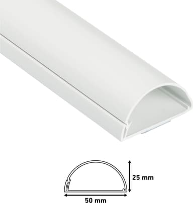 D-Line  halvsirkelformet kabelkanal 1m (hvit)
