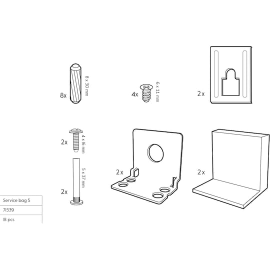 Epoq monteringssett til baderomsskap og overskap til kjøleskap