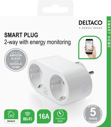 Deltaco SH-P02 2-veis smartplugg