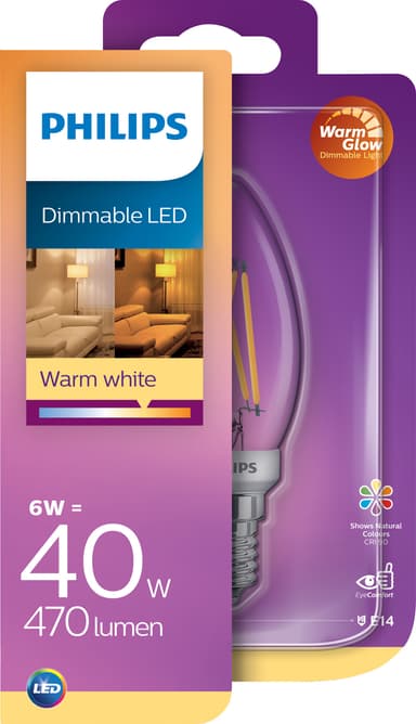 Philips Classic WarmGlow LED-lyspære E14 8718699645922
