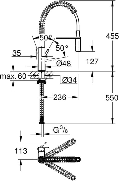 Grohe Get blandebatteri med roterbar kran (chrome)