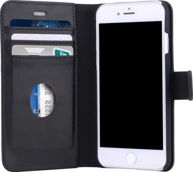 RadiCover iPhone 6/7/8/SE Gen. 2/3 2-i-1 lommebokdeksel (sort)