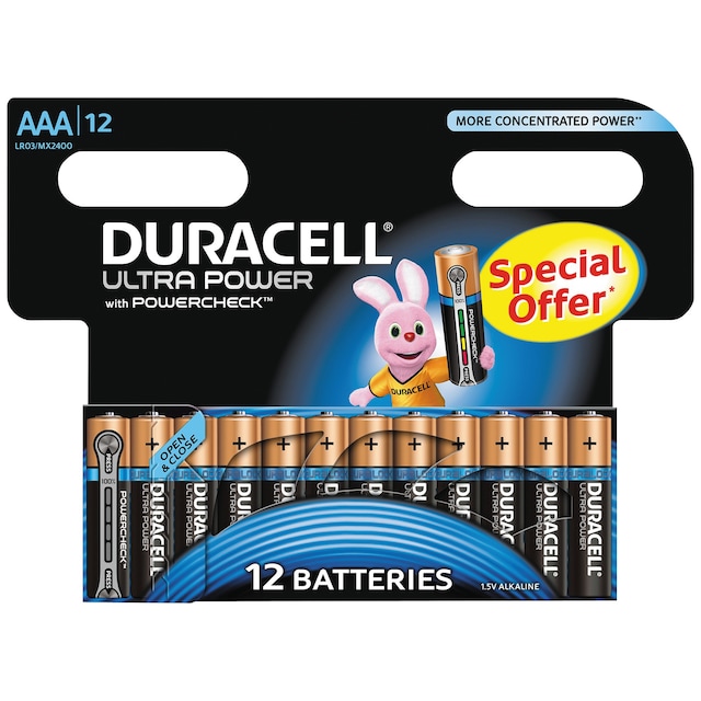 Duracell Ultra Power AAA Alkaline-batterier 12pk