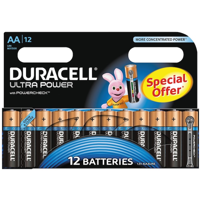 Duracell Ultra Power AA Alkaline-batterier 12pk