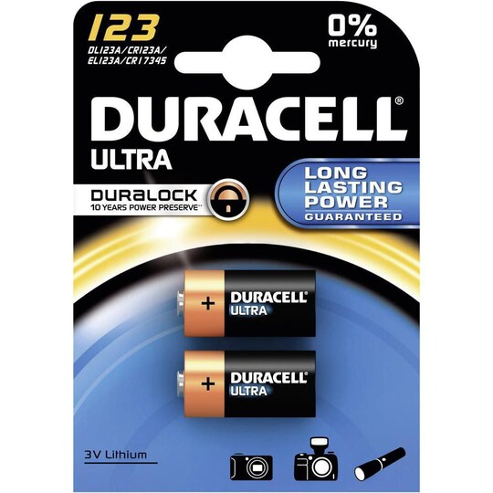 Duracell batteri Ultra Photo CR123A (2 pakk)