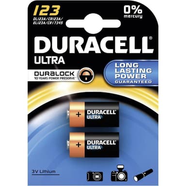 Duracell batteri Ultra Photo CR123A (2 pakk)