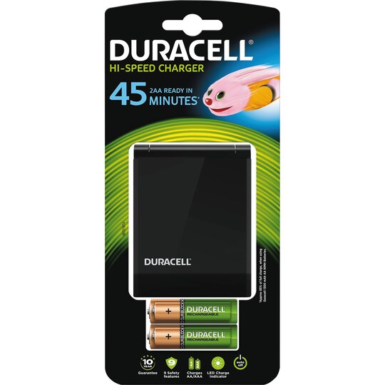Duracell 45 min AA/AAA lader + 4x recharge plus