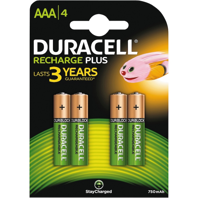 Duracell Recharge Plus AAA 750mAh batterier (4stk)
