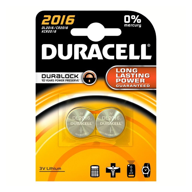 Duracell batteri CR2016 (2 stk)