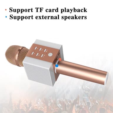 Karaoke mikrofon med Bluetooth høyttaler 5W Roségold Karaoke mikrofon med Bluetooth høyttaler 5W Roségold