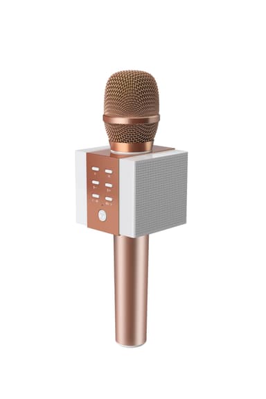 Karaoke mikrofon med Bluetooth høyttaler 5W Roségold Karaoke mikrofon med Bluetooth høyttaler 5W Roségold