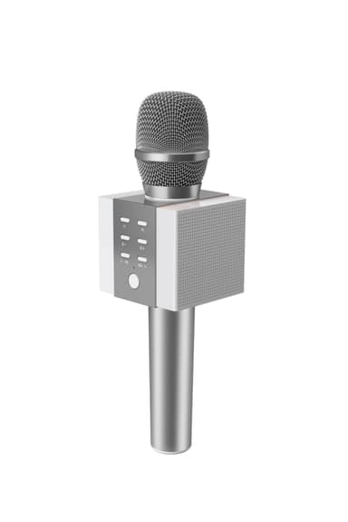 Karaoke mikrofon med Bluetooth høyttaler 5W sølv Karaoke mikrofon med innebygd Bluetooth høyttaler 5W