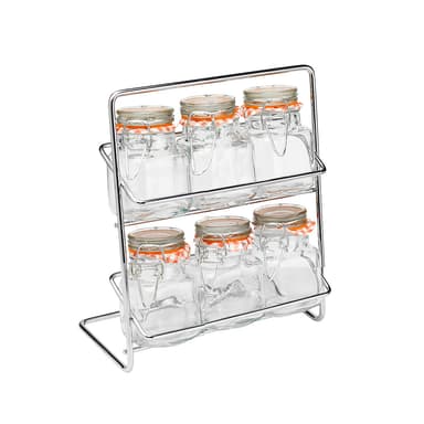 Pisa 6 Spice Rack with Kilner jars - Chrome