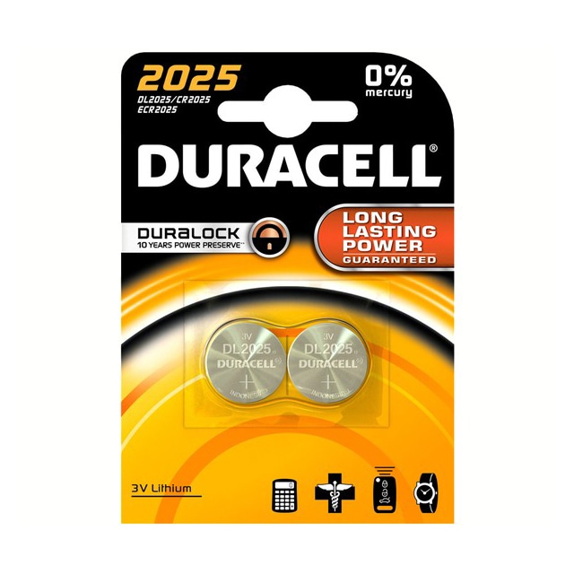 Duracell batteri CR2025 (2 stk)