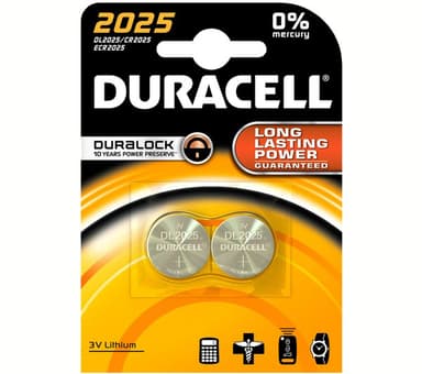 Duracell batteri CR2025 (2 stk)