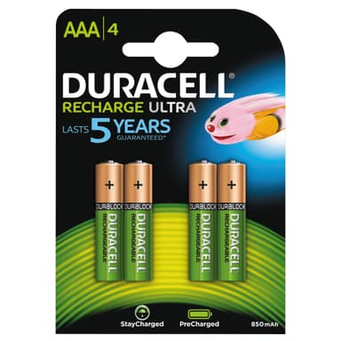 Duracell Recharge Ultra AAA Alkaline-batterier (4-pak.)