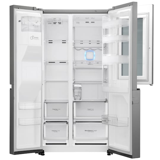 LG Instaview side-by-side-kjøleskap med fryser GSX961NSAZ