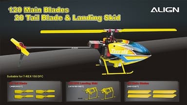 HQ0203CT Tail blade for T-Rex 150. 4pcs Yellow