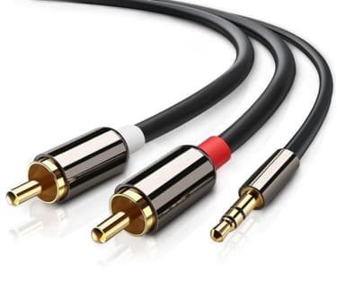 3,5 mm til 2x RCA stereo lydkabel 3 meter Tilbehør 3,5 mm splitter for lyd og mikrofon Tilbehør TV og bilde