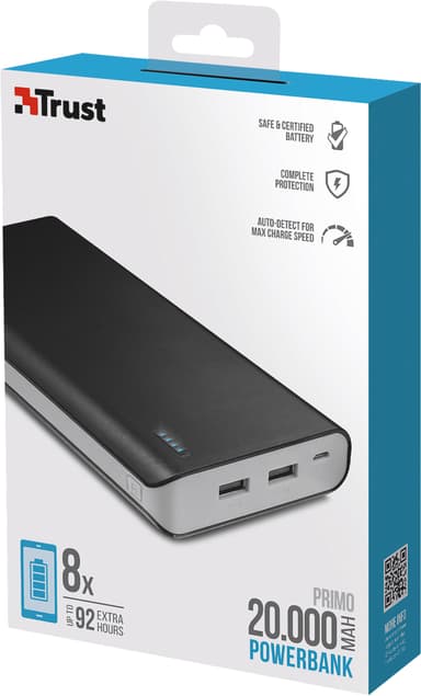 Trust Primo 20,000 mAh powerbank (sort)