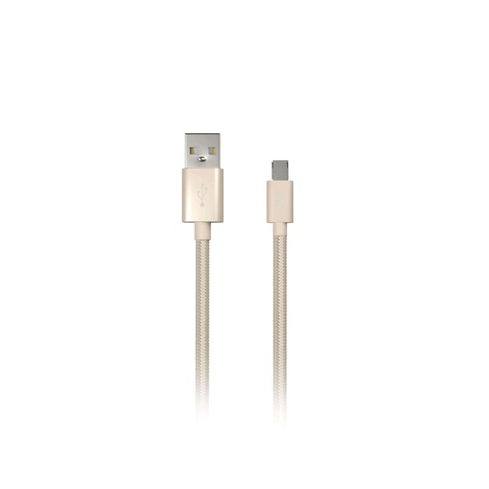 KIT Premium Synkkabel Micro-USB  1m Flettet Kabel Gull
