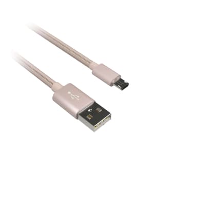 KIT Premium Synkkabel Micro-USB 1m Flettet Kabel Rose