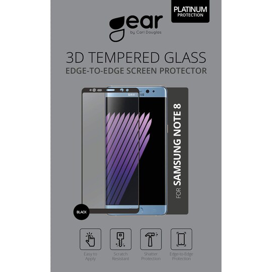 GEAR Herdet Glass 3D Full Cover Svart Samsung Note 8