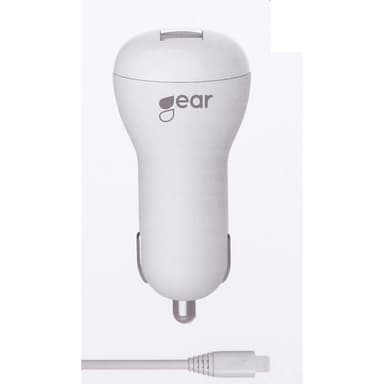 GEAR Lader 12-24V 1xUSB 1A Hvit MicroUSB Kabel Rund 1m