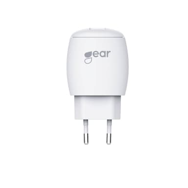 GEAR Lader 220V 1xUSB 1A Hvit MicroUSB Kabel Rund 1m