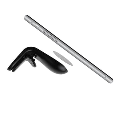 GEAR Magnetisk Mobilholder Svart Vinklet Klemme for Vifte