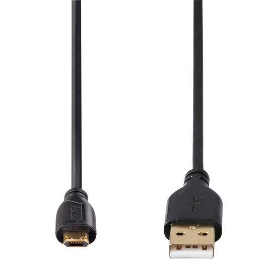 HAMA USB-Kabel USB-USB-Micro  0,75 m. Guldplätterad  Svart