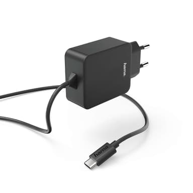 HAMA Lader 220V USB-C  3A Svart fast kabel