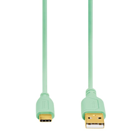 HAMA Kabel USB C Flexislim Grønn 0.75m
