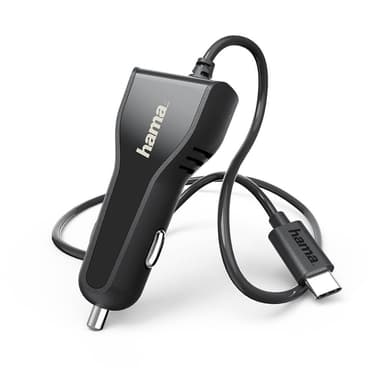 HAMA Lader 12V USB-C PD 27W 3A fast Kabel 1m Svart - Elkjøp