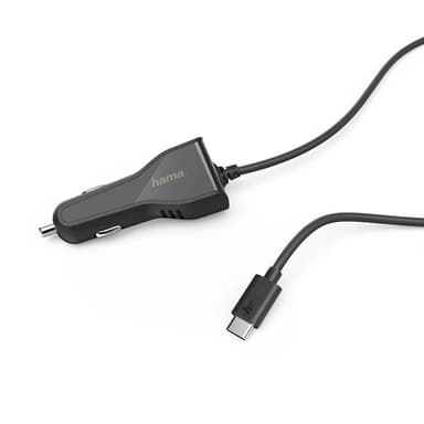 HAMA Lader 12V USB-C PD 27W 3A fast Kabel 1m Svart