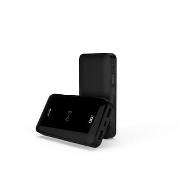 GEAR Powerbank 10 000mAh LiPolymer 5W-QI 3A 1xUSB-C 2xUSB-A 1xMicroUSB LEDindicator Svart