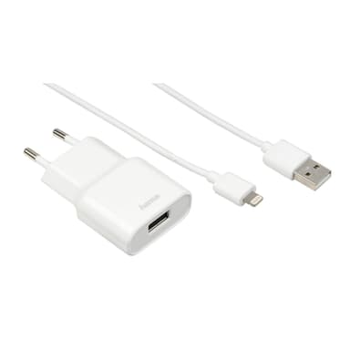 HAMA Lader 220V Lightning 2,4A løs kabel Hvit MFI