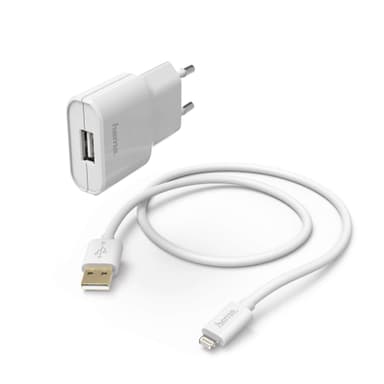 HAMA Lader 220V Lightning 2,4A løs kabel Hvit MFI